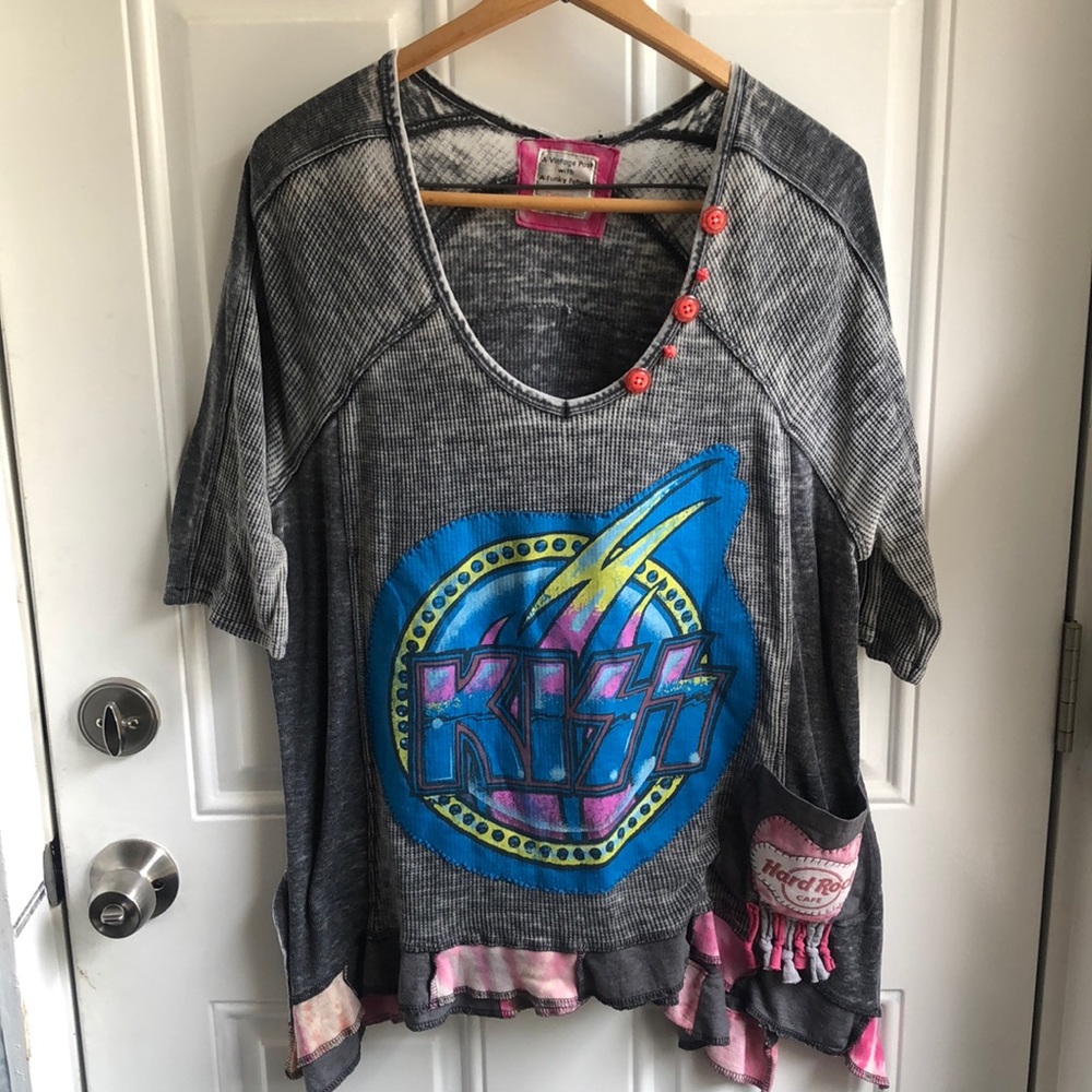 Upcycled Funky Kiss Thermal Burn Out Tee
